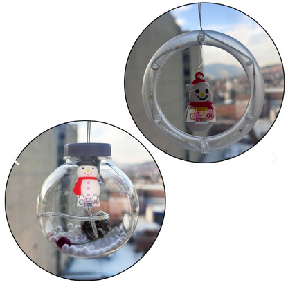 Cortina Navidad Aro Y Bola Solar Calida