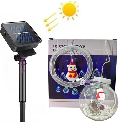 Cortina Navidad Aro Y Bola Solar Calida